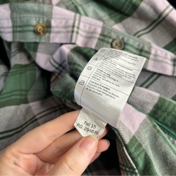 Carhartt Green Purple Flannel Shirt Size Medium Long Sleeve Plaid Collared Shirt - Picture 5 of 7
